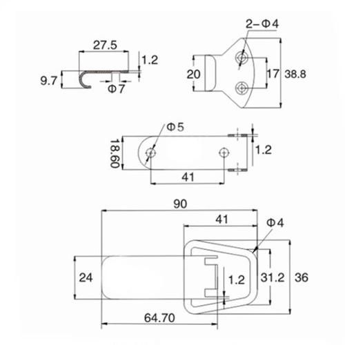 Cabinet Box Hasp Lock Spring Loaded Box Latch