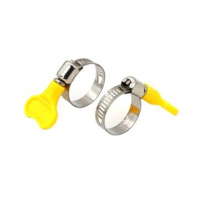 3/4&quot; Stainless Steel 201 8mm American Type Hose Clamp with Yellow Plastic Handle