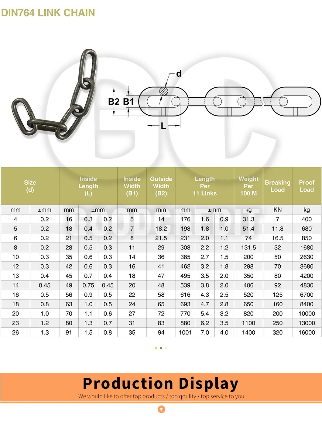 HDG DIN763 DIN766 Mild Steel Medium Link Welded Chain