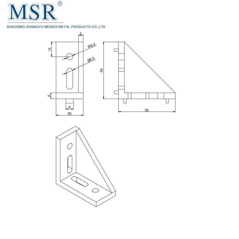 China Supplier Die-Cast Aluminum 4 Hole Inside 3060c-8A Corner Bracket for Aluminum Profile