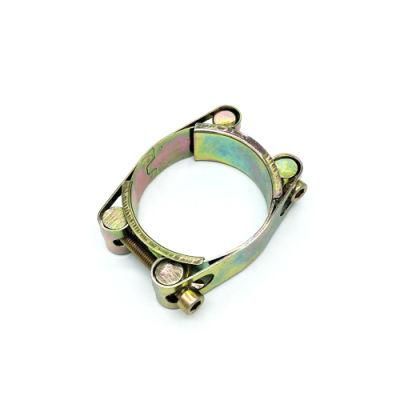 Yellow Zinc Plating Steel Double Bolt Clamp with 20mm 24mm Bandwidth