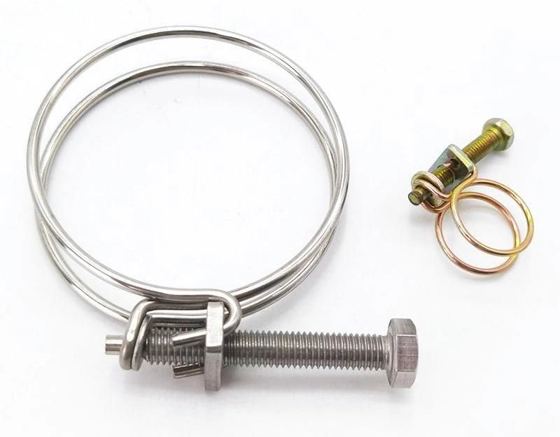 Zinc Plated Double Wire Hose Clamp Adjustable Pipe Clamp