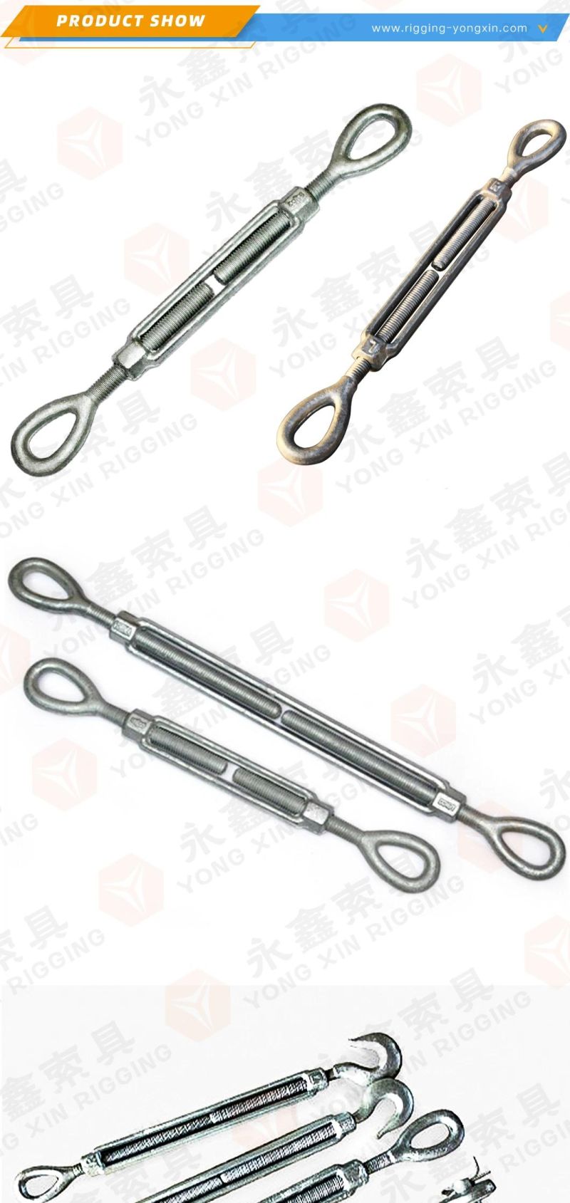 Wholesales Commercial Drop Forged Carbon Steel Us Type Eye Hook Eye to Hook Turn Buckle