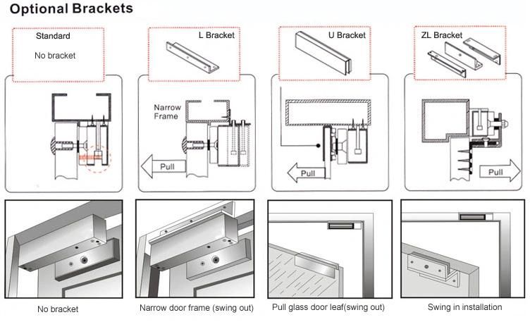 U Bracket for 180kg/300lbs Em Lock Installing on Frameless Glass Door