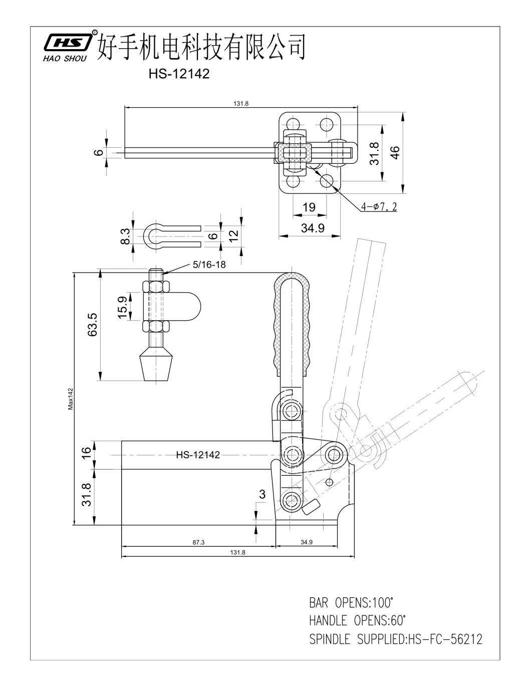 HS-12142 Release Woodworking Clamps Hold Down Quick Release 207-L Vertical Adjustable Toggle Clamp