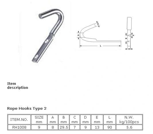 Stainless Steel Tarp Rope Hook