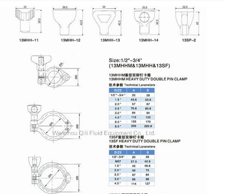 Sanitary Stainless Steel Pipe Fitting Double Pin Clamp
