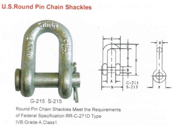 U. S Type Drop Forged Bolt Type G2150 Dee Shackle