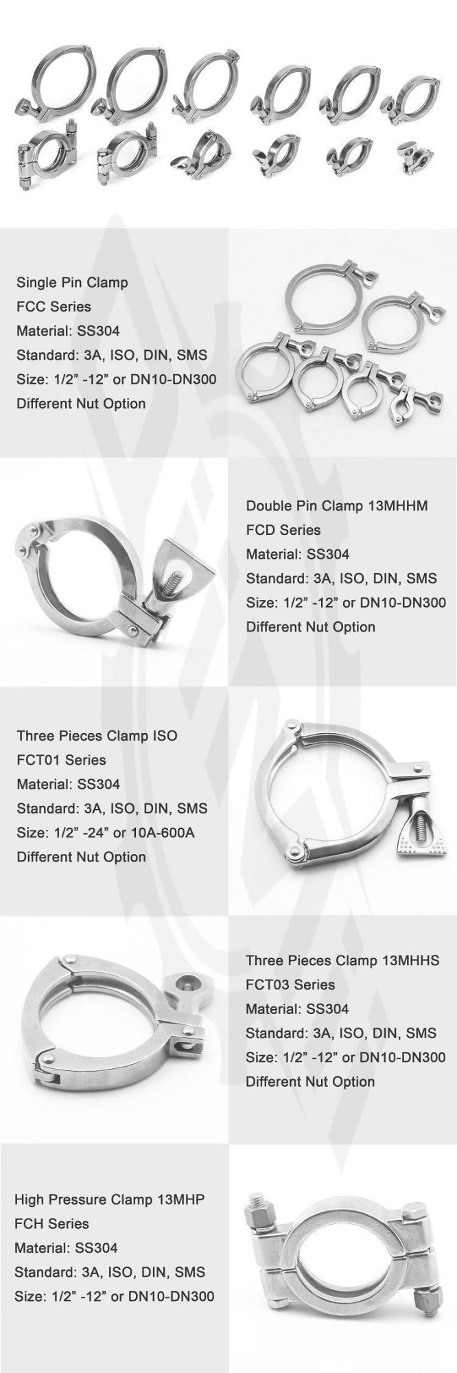 Sanitary Stainless Steel Pipe Clamp Tri Clamp