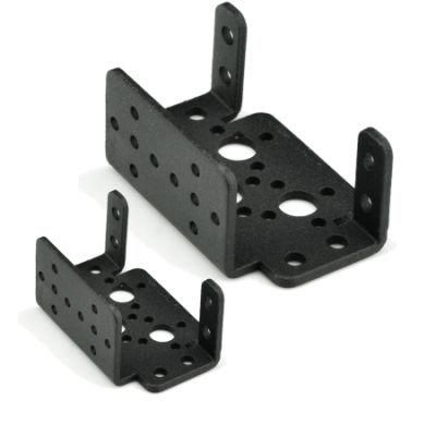 Custom Servo Bracket Black Aluminium Frame Metal Bracket Robotic Steering Gear Servo U Bracket Holder