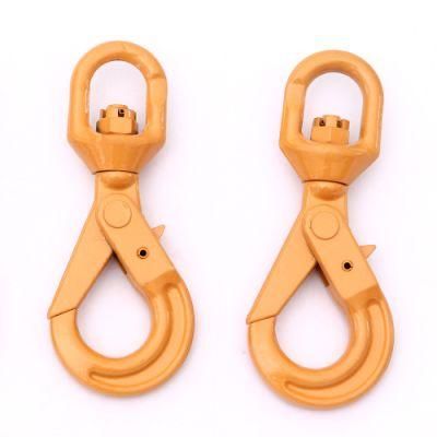 High Quality G80 Chain Fittings Alloy Steel Crane Lifting Clevis Self Locking Hook with Safety Latch