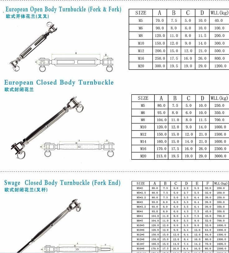 Marine Swivel Us Type Jaw and Eye Turnbuckle Drop Forged Steel Hook and Hook Turnbuckle