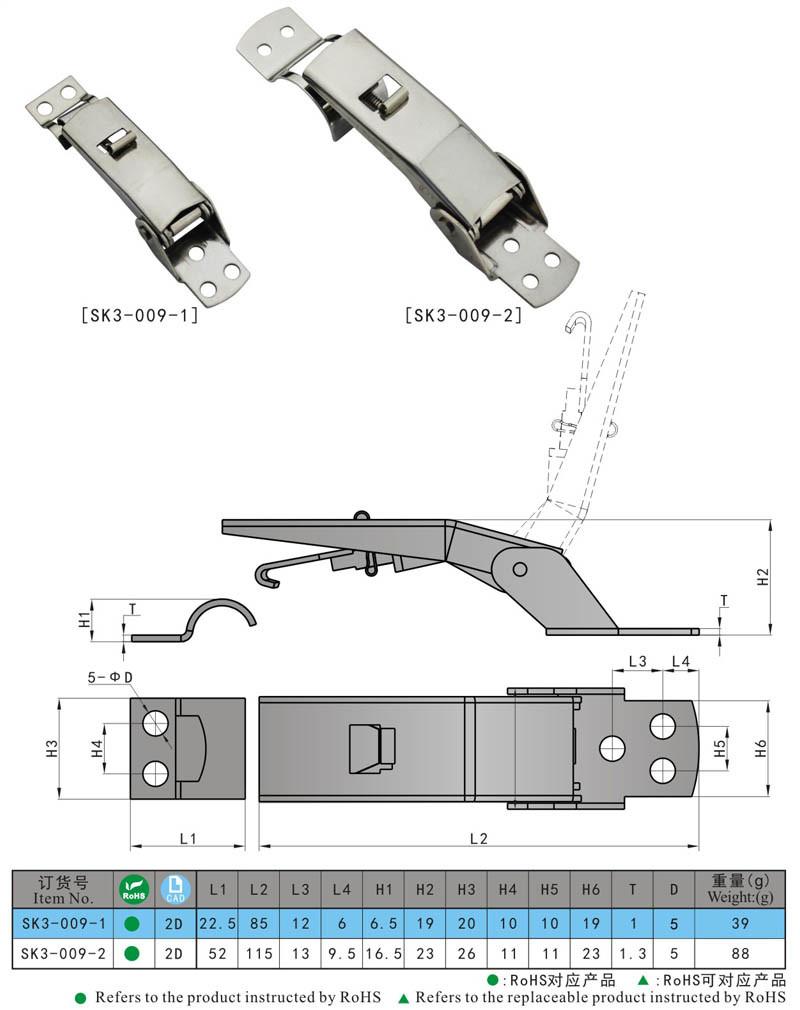 Latch Catch Stainless Steel Buckle Barrel Hoop Hasp Spring Loaded Toggle Latches for Chest Trunk Case Box