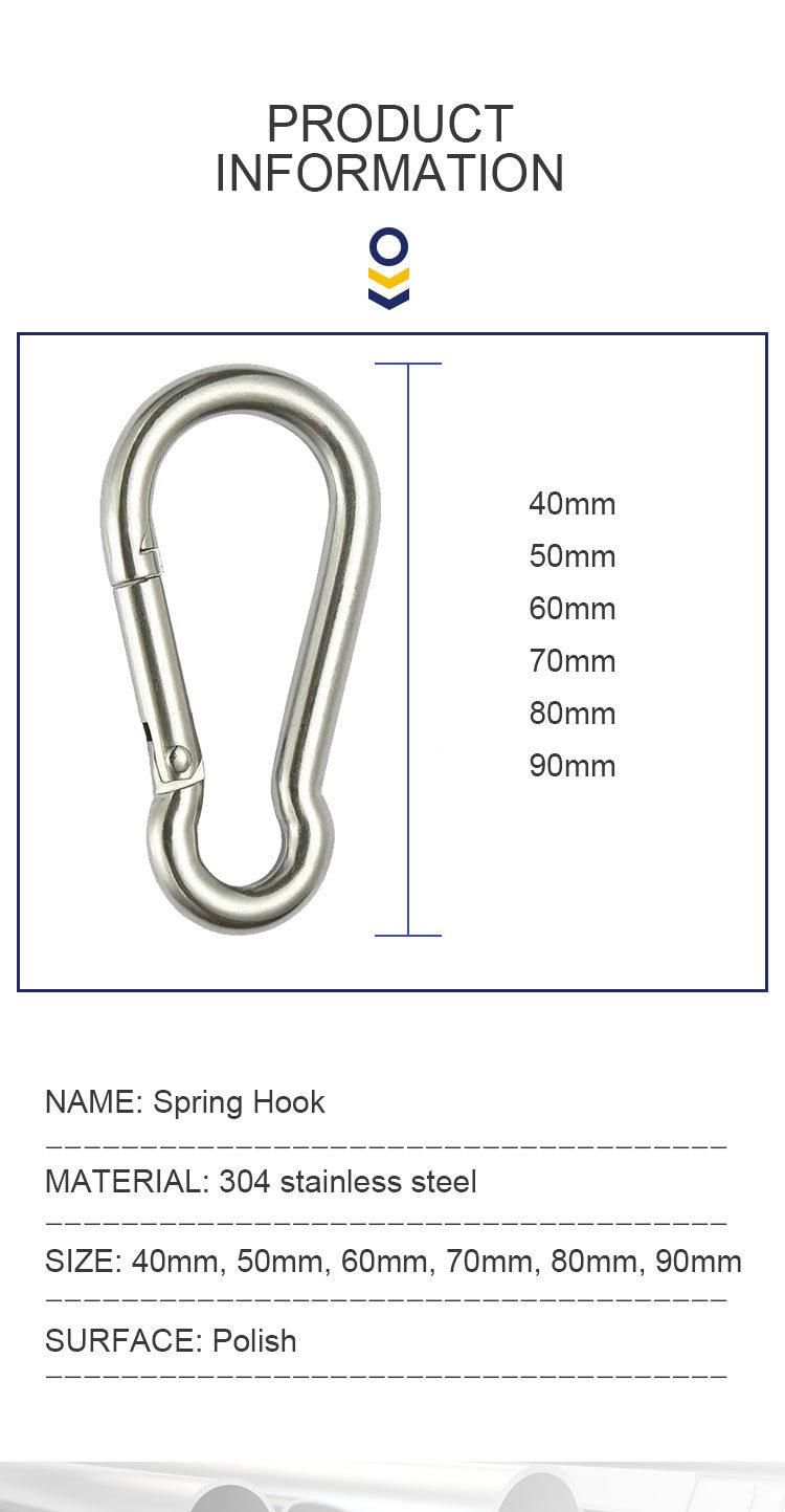Stainless Steel 304 DIN5299 Spring Snap Hook Carabiner Hook Spring Clip