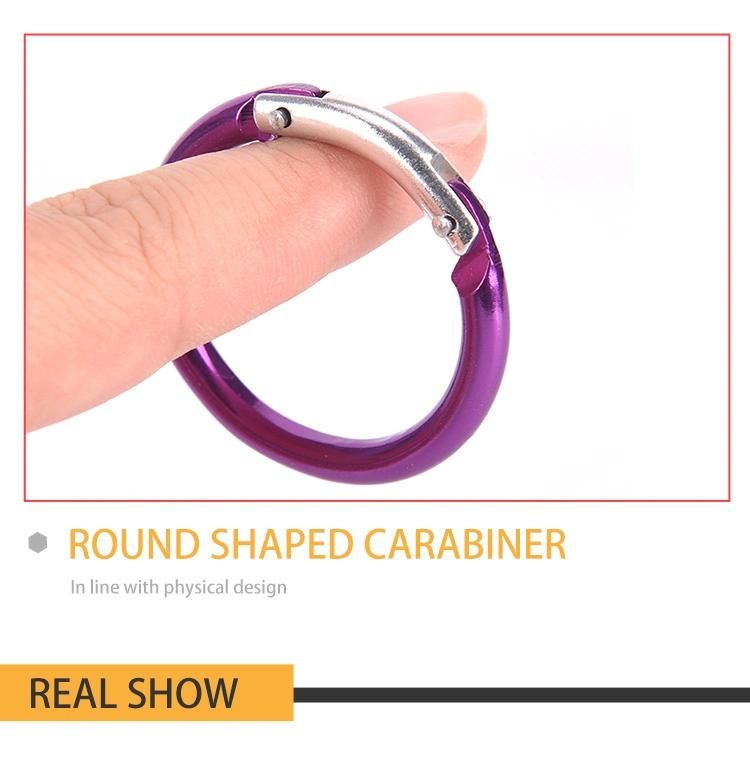 Aluminum Round-Ring Spring Loaded Small Keychain Carabiner Clip