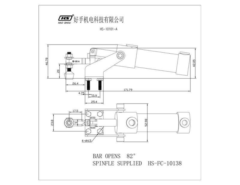 HS-10101-a Pneumatic Power Clamps Hold Down Toggle Clamp 1/8′′ Inlet Holding Capacity From Haoshou