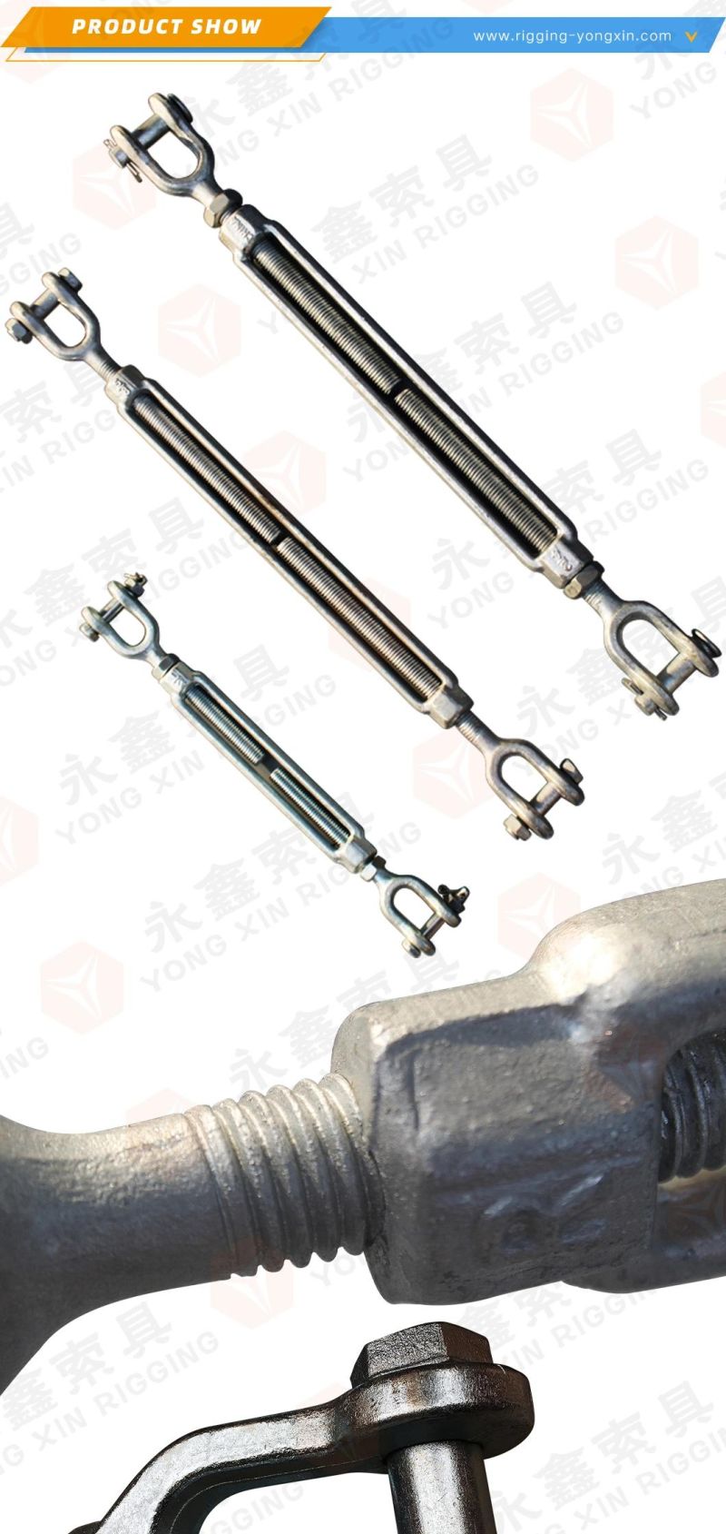 Jaw Turnbuckle Jaw Jaw Turnbuckle Hot DIP Galvanized Carbon Steel Us Standard Jaw and Jaw Type Turnbuckle