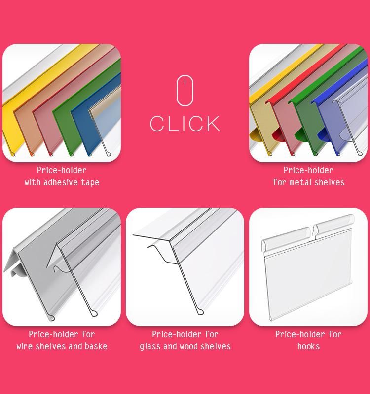 Transparent Plastic PVC Supermarket Shelf Price Tag for Shelves