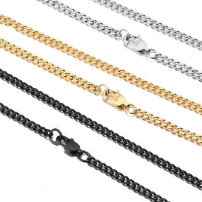 Hip Hop Cuban Curb Link Mens Stainless Steel Chain Necklace Cuban Link Chain