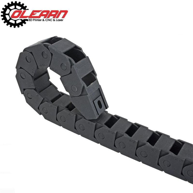 Olearn 15mm X 15mm Black Plastic Cable Wire Carrier Drag Chain 1m Length for CNC