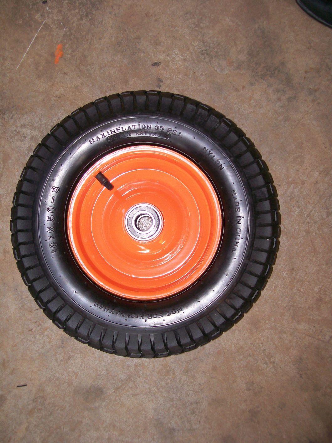 High Quality High Load Capacity Metal Rim Pneumatic Rubber Wheel for Wheelbarrow (6.50-8)