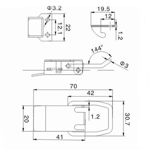 Long Hook Steel Polished Toggle Latch