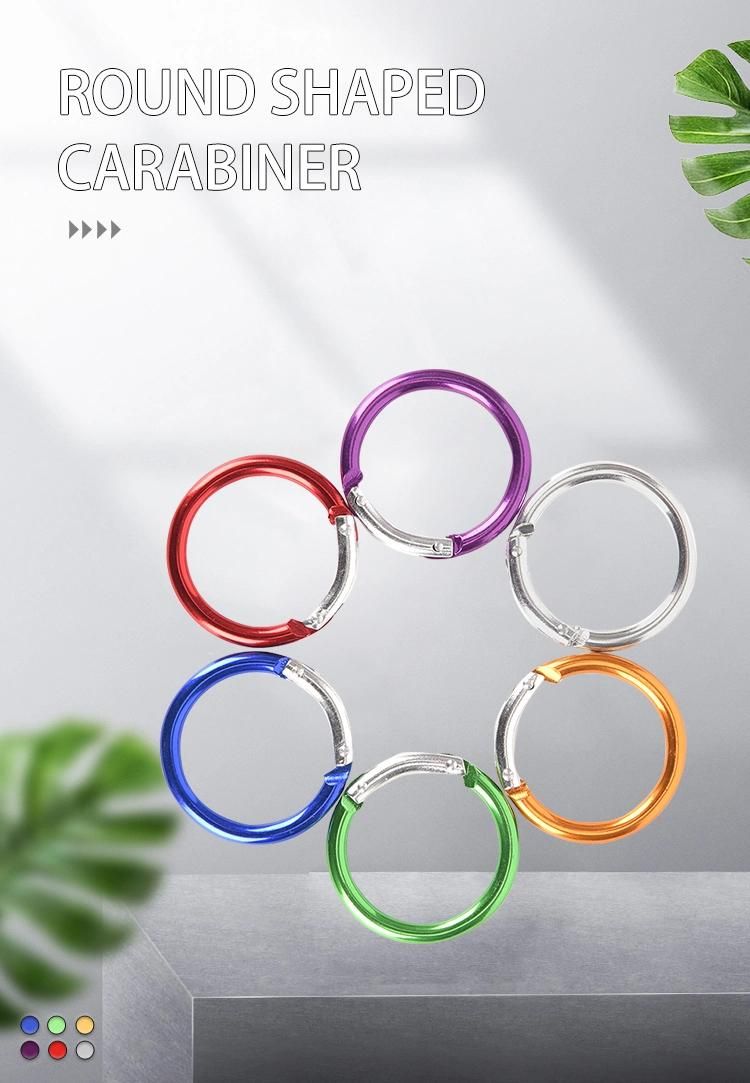 Aluminum Round-Ring Spring Loaded Small Keychain Carabiner Clip