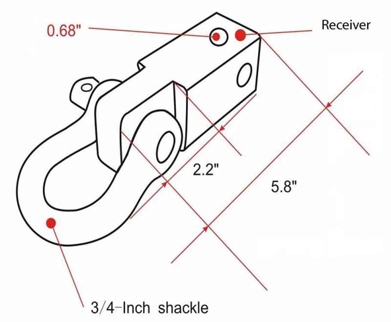 2" Universal Shackle Hitch Receiver with 4.75t Bow Shackle