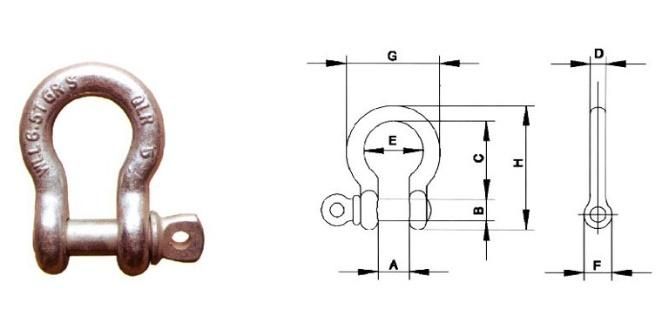 China Manufacturer Manganese Steel Bow Shackle with Safety Pin