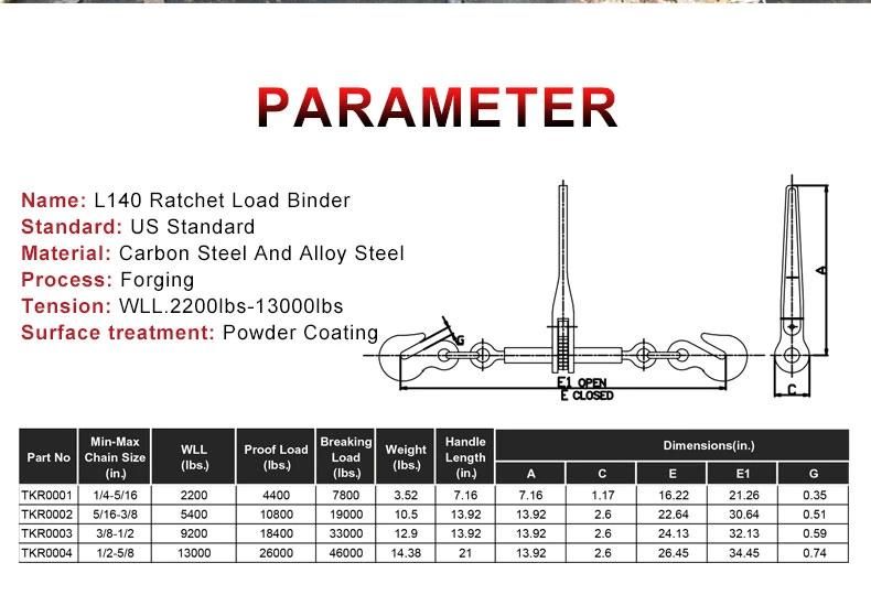 Forged Steel Red Painted L-140 Ratchet Type Load Binder