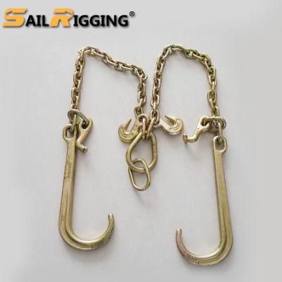 Yellow Galvanized G70 Truck Tow Chain with Double J Hooks