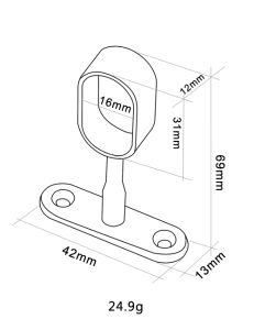 Kingliye-F870 Central Oval Support for Oval Rods (chrome, Zinc Alloy)