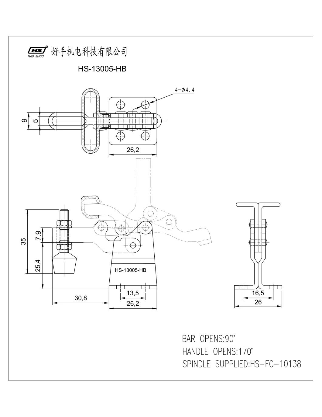 HS-13005-Hb Factory Direct Sale Vertical Handle Toggle Clamp Welding Jig for Woodworking