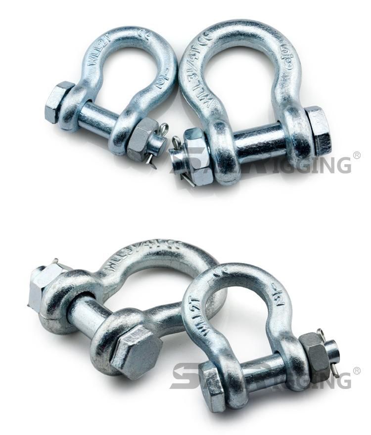 5/8" Hot DIP Galvanized Us Type G2130 Drop Forged Bow Shackle with Safety Pin
