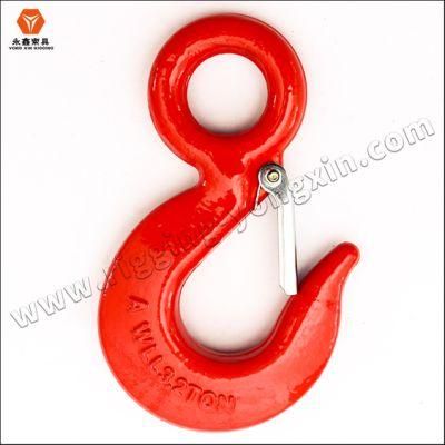 Heavy Duty Forged S-320 Type Alloy Steel Eye Hoist Hook with Safety Latch