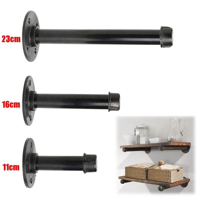 Black Powder Coating Pipe Shelf Brackets for Indoor DIY Design