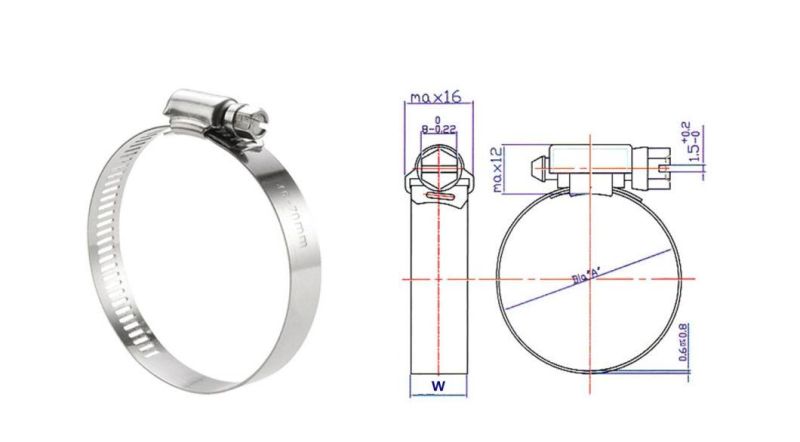 3/4" Iron Zinc Plated 8mm American Type Hose Clamp