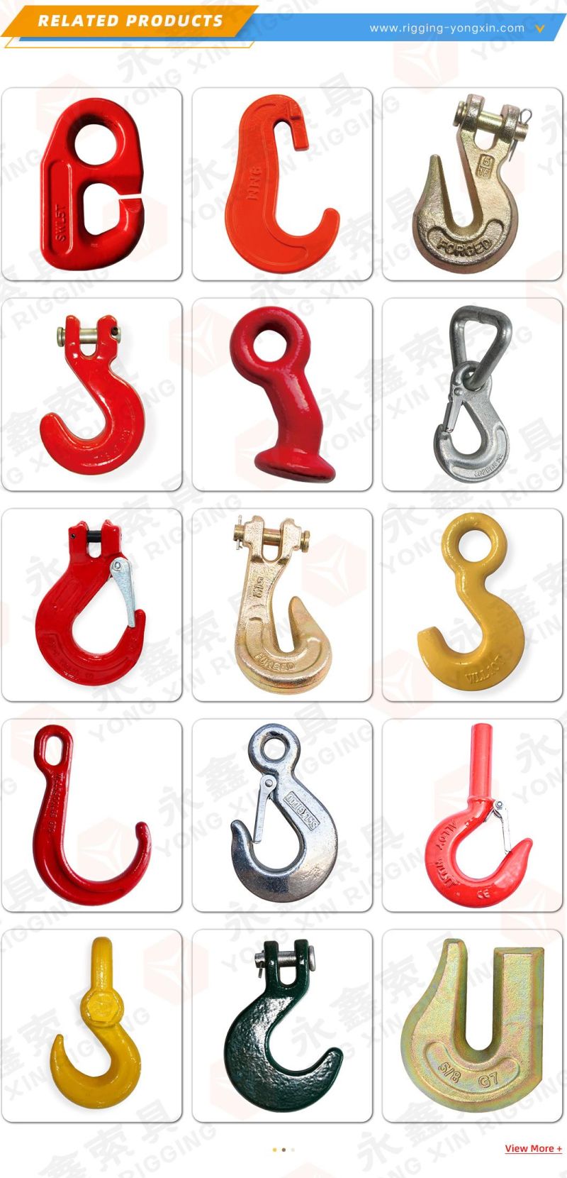Red Painted Drop Forged Us Type S 322 Heavy Chain Hoist Lifting Swivel Hook with Safety Latch
