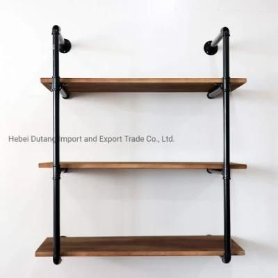 36&quot; 3 Tiers Retro Wall Mount Pipe Shelving Bookshelf Rustic Modern Wood Ladder Storage Shelf