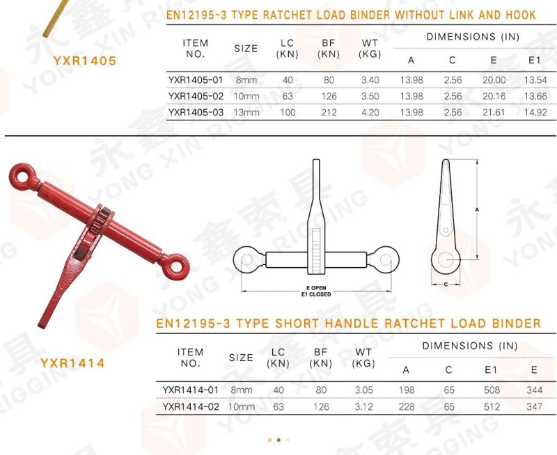 Eblb010 Grade 70 Without Links and Hooks Ratchet Chain Tensioner Load Binder