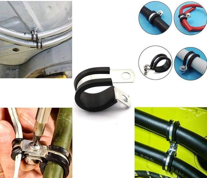 Stainless Steel R Fixing Type Cushioned P Clips Rubber Lined Clamp