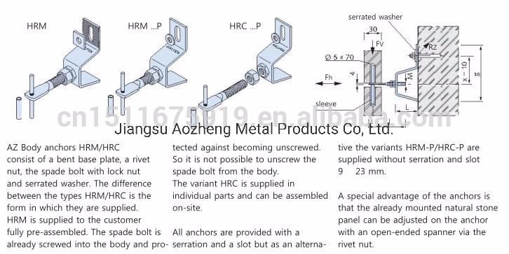 Stainless Steel SS304 Mounting Stone Cladding Marble Angle Z Anchor Metal Bracket