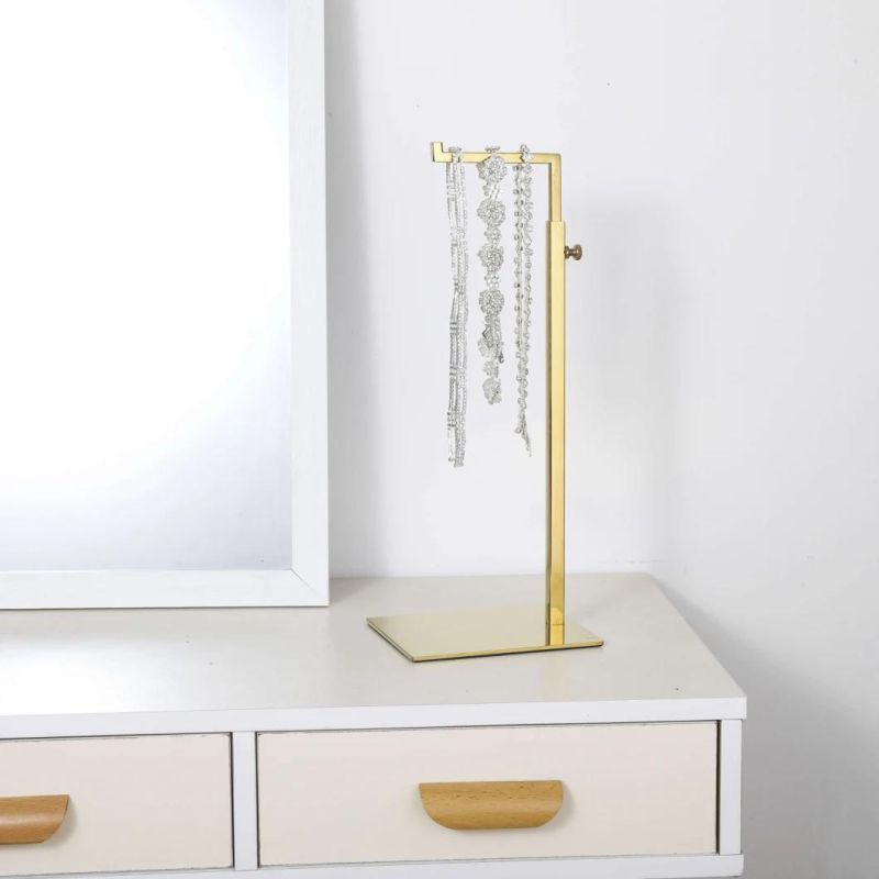 Adjustable Height Purses Display Stand Rack Polished Gold Hanging Bag Handbag Rack Display Stand