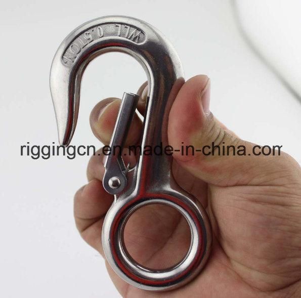 Stainless Steel Heavy Duty Eye Lifting Hook with Latch