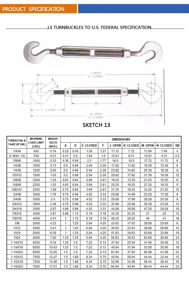 Turnbuckle Frame Type with Hook&Hook