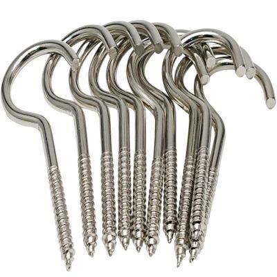 High Quality 304 Stainless Steel Polish Silver 4mm Cup Hook Screw