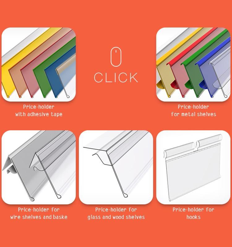 Price Sign Holder/PVC Price Tag Holder for Gondola Shelf Hook