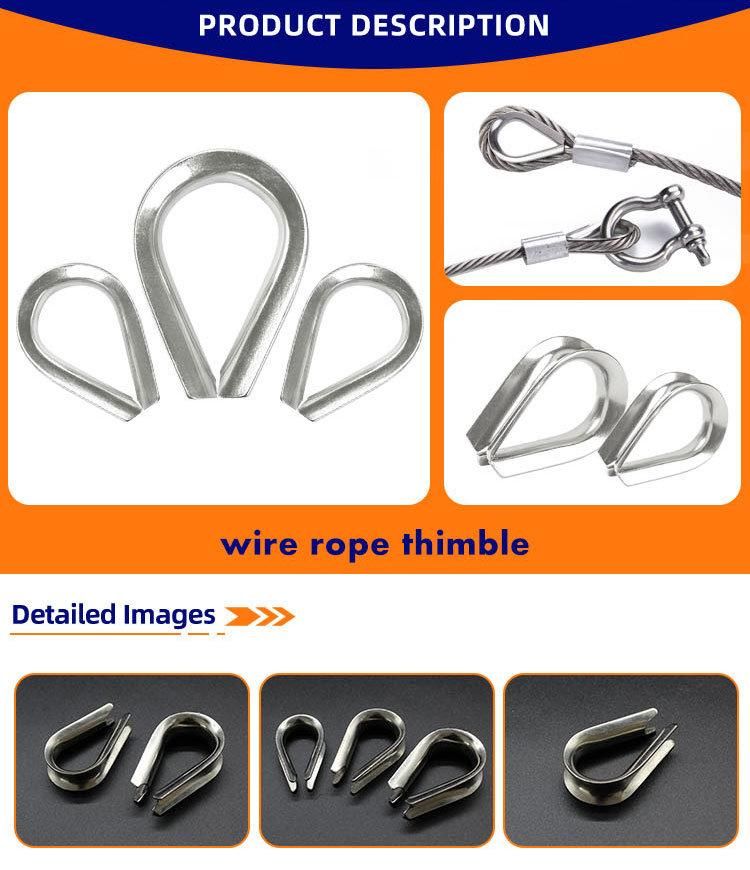 Rigging Hardware Cable Wire Rope Fittings Thimbles 304 Stainless Steel 2mm Stainless Steel Thimble