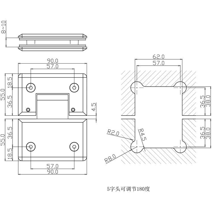 Spring Hinge Glass Shower Door Hardware