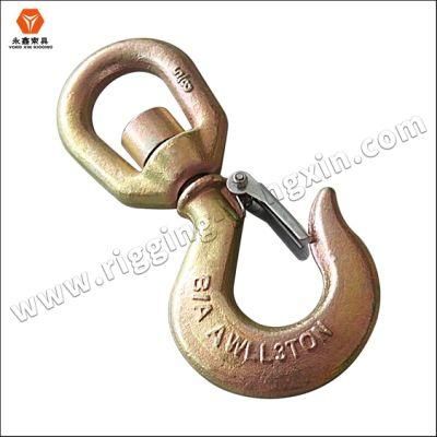 High Quality Us Type Forged Lifting Eye Swivel Hoist Hook with Safety Latch